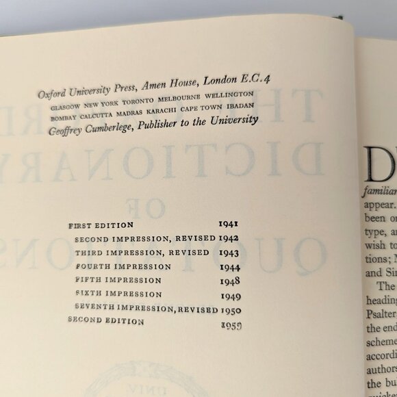 Oxford Dictioniary of Quotations 1955 Midcentury Classic Bookshelf Decor Book - Picture 10 of 12